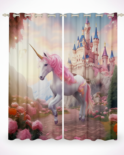 unicorn eyelet curtains - white-bg