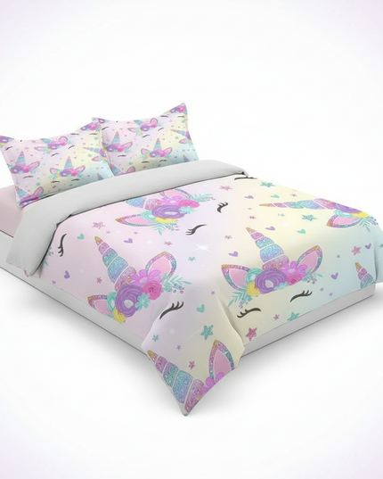 unicorn face bedding - white-bg