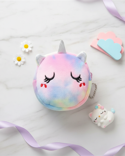 unicorn face coin purse - flat-lay