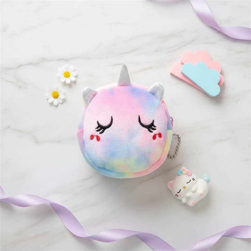 unicorn face coin purse - flat-lay