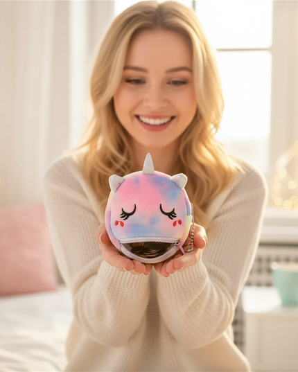 unicorn face coin purse - in-use