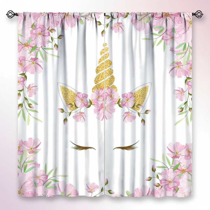 unicorn face curtains - white-bg