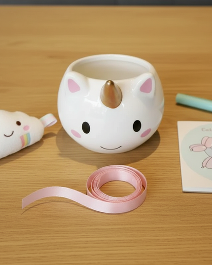 unicorn face mug - flat-lay