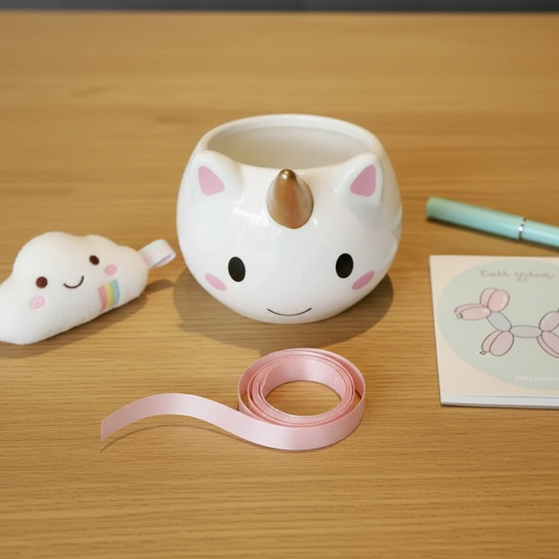unicorn face mug - flat-lay