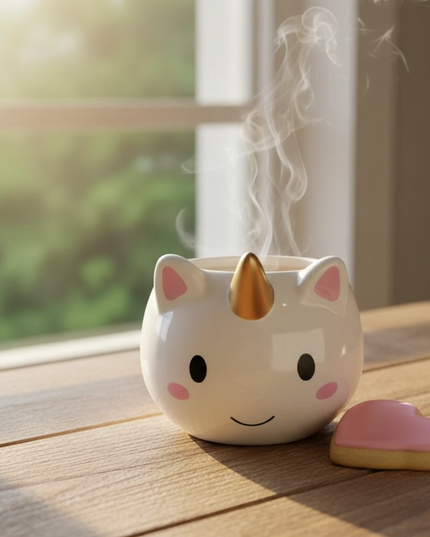 unicorn face mug - lifestyle