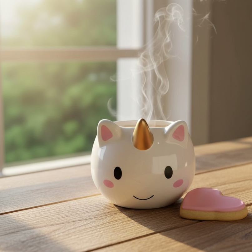 unicorn face mug - lifestyle