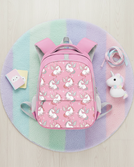 unicorn face school backpack girls - flat-lay