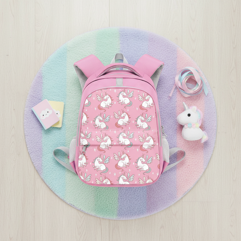 unicorn face school backpack girls - flat-lay