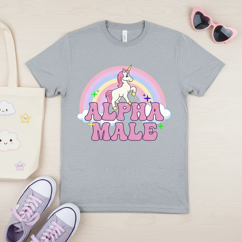 unicorn face shirt - flat-lay