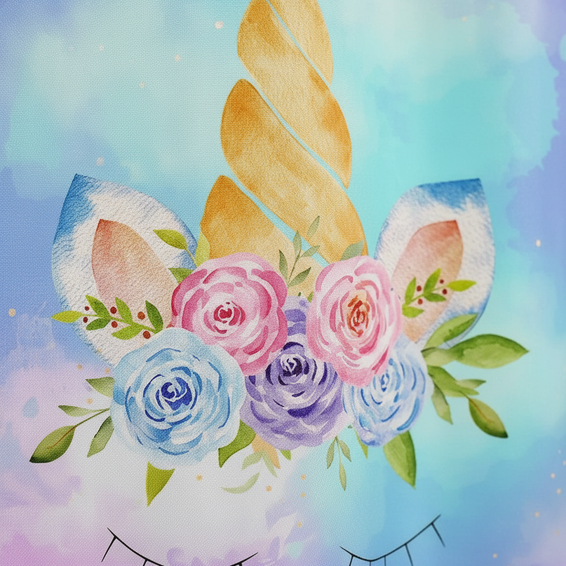 unicorn face shower curtain - detail