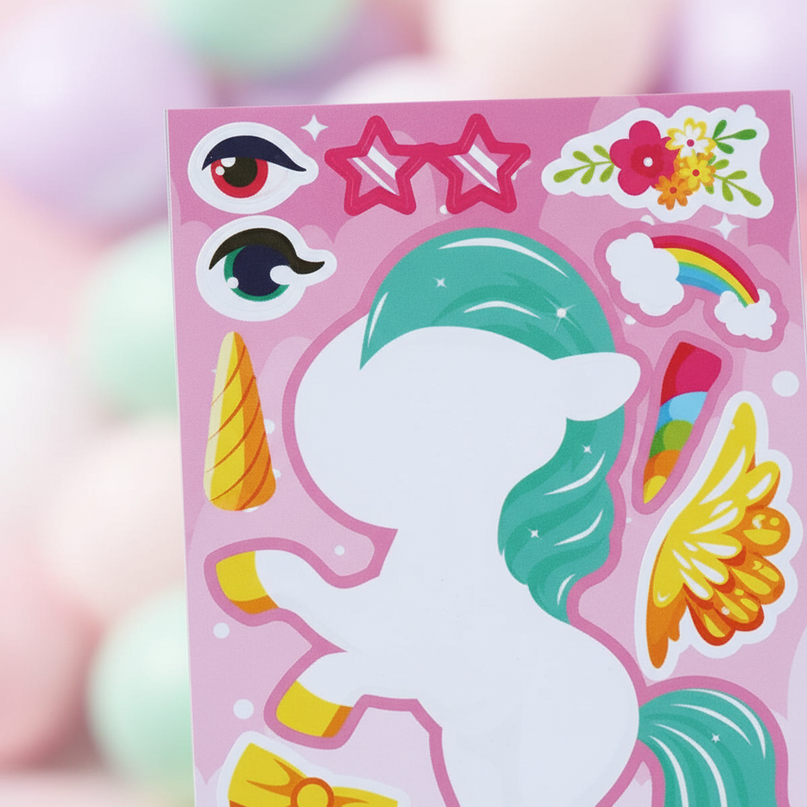 unicorn face stickers - detail