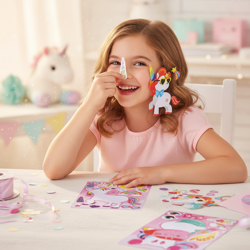 unicorn face stickers - in-use