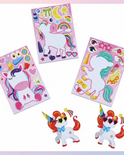 unicorn face stickers - white-bg