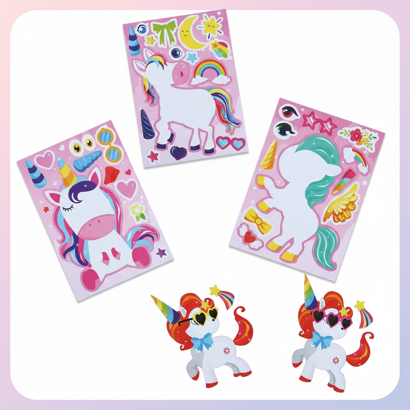 unicorn face stickers - white-bg