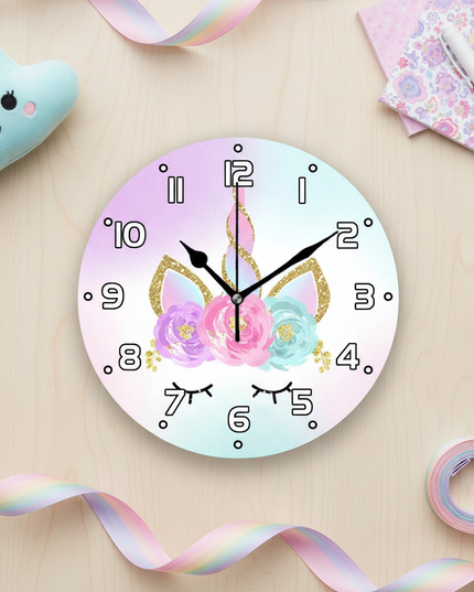 unicorn face wall clock - flat-lay
