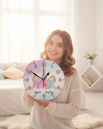 unicorn face wall clock - in-use