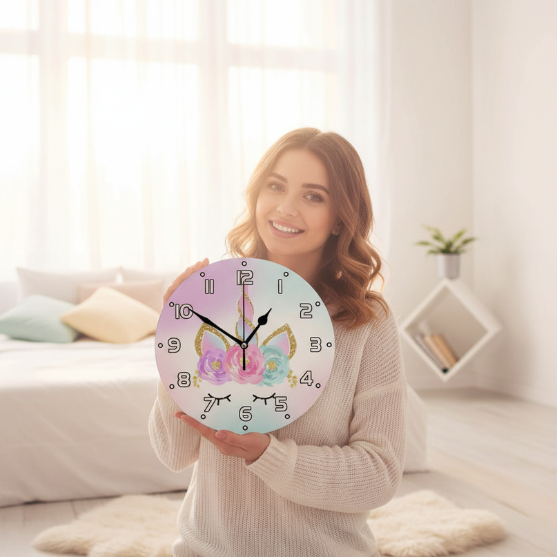 unicorn face wall clock - in-use