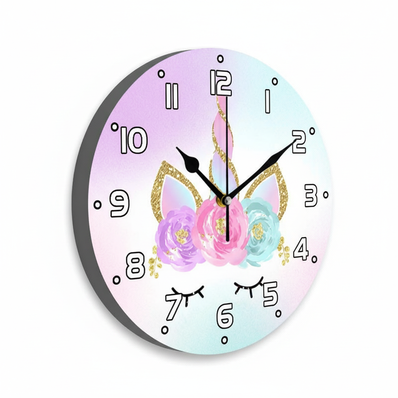unicorn face wall clock - white-bg