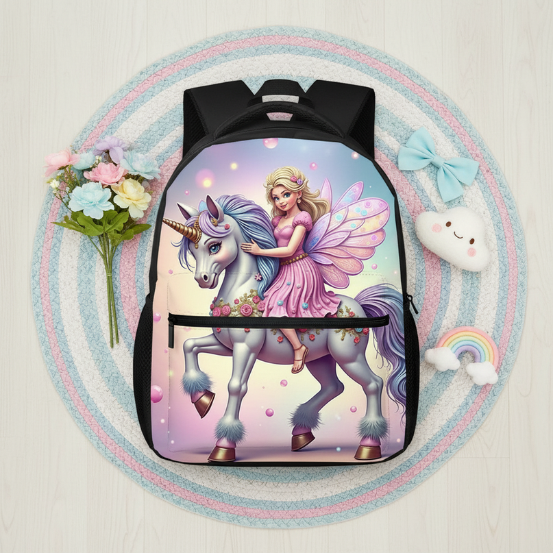 unicorn fairy backpack for kids - flat-lay