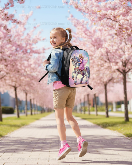 unicorn fairy backpack for kids - in-use