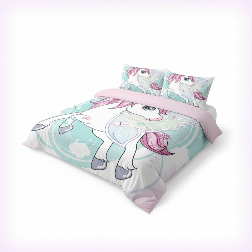 unicorn fairy bedding - white-bg