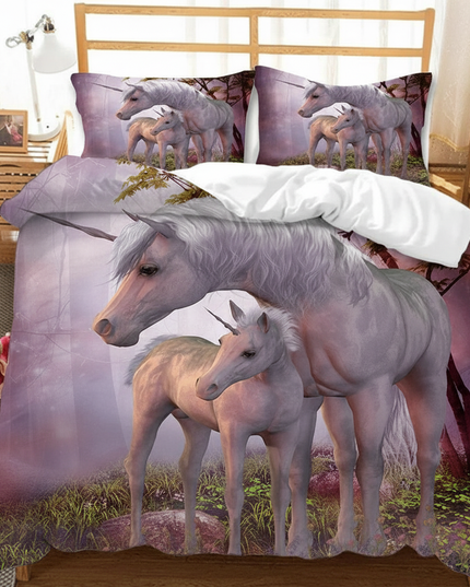 unicorn family bedding - detail