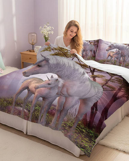 unicorn family bedding - in-use