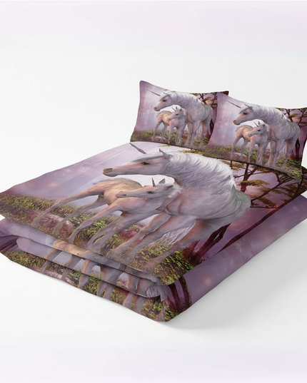 unicorn family bedding - white-bg