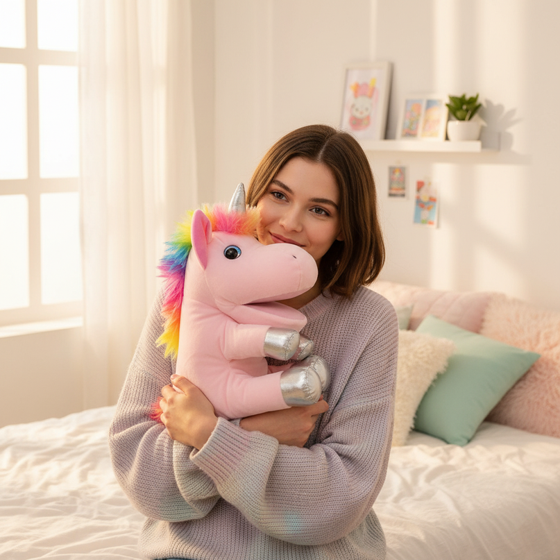 unicorn family plush set - in-use