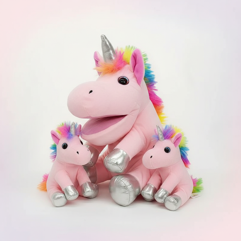 unicorn family plush set - white-bg