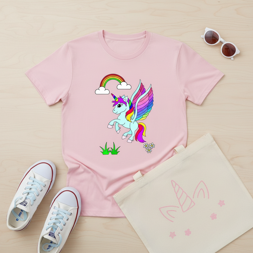 unicorn family shirts - flat-lay