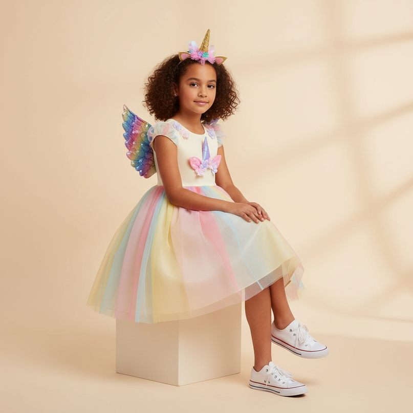 unicorn fancy dress - sitting