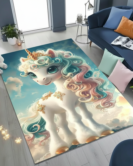 unicorn fantasy rug - flat-lay
