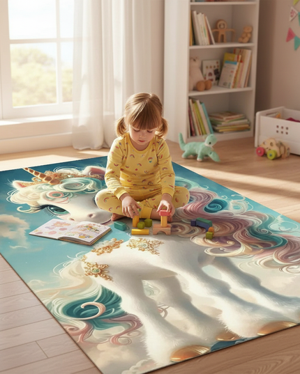 unicorn fantasy rug - in-use