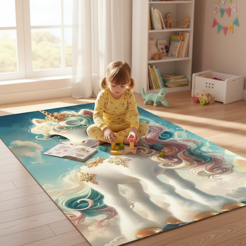 unicorn fantasy rug - in-use