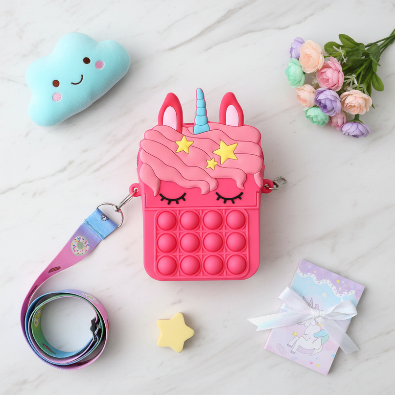 unicorn fidget purse - flat-lay