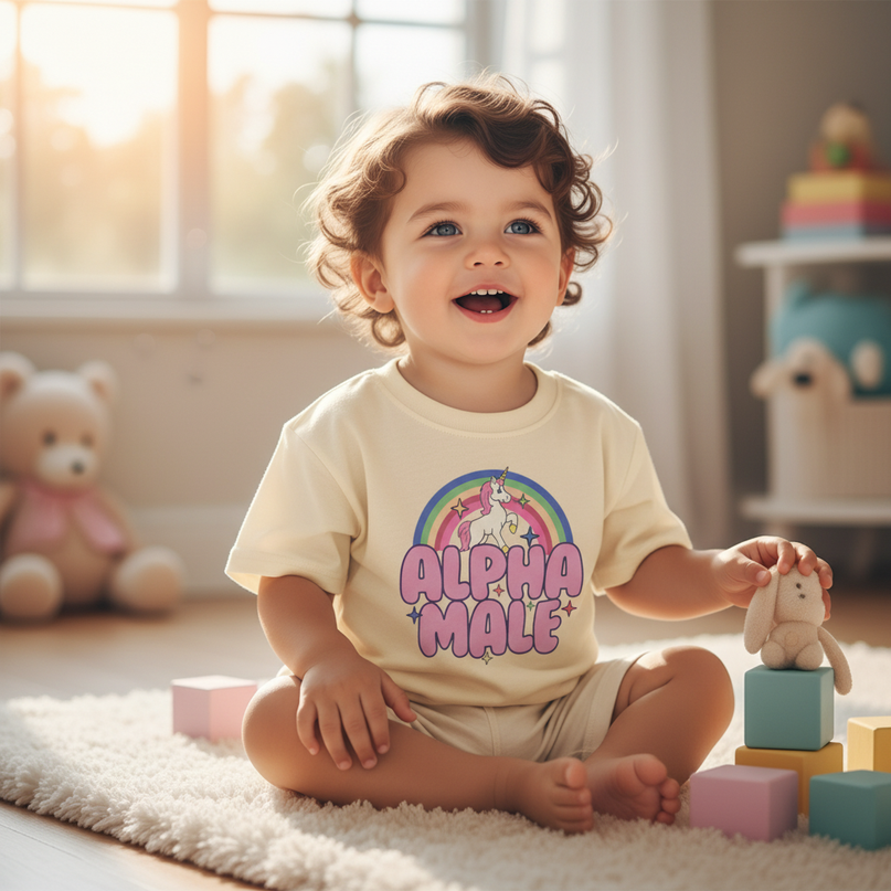 unicorn first birthday shirt - in-use