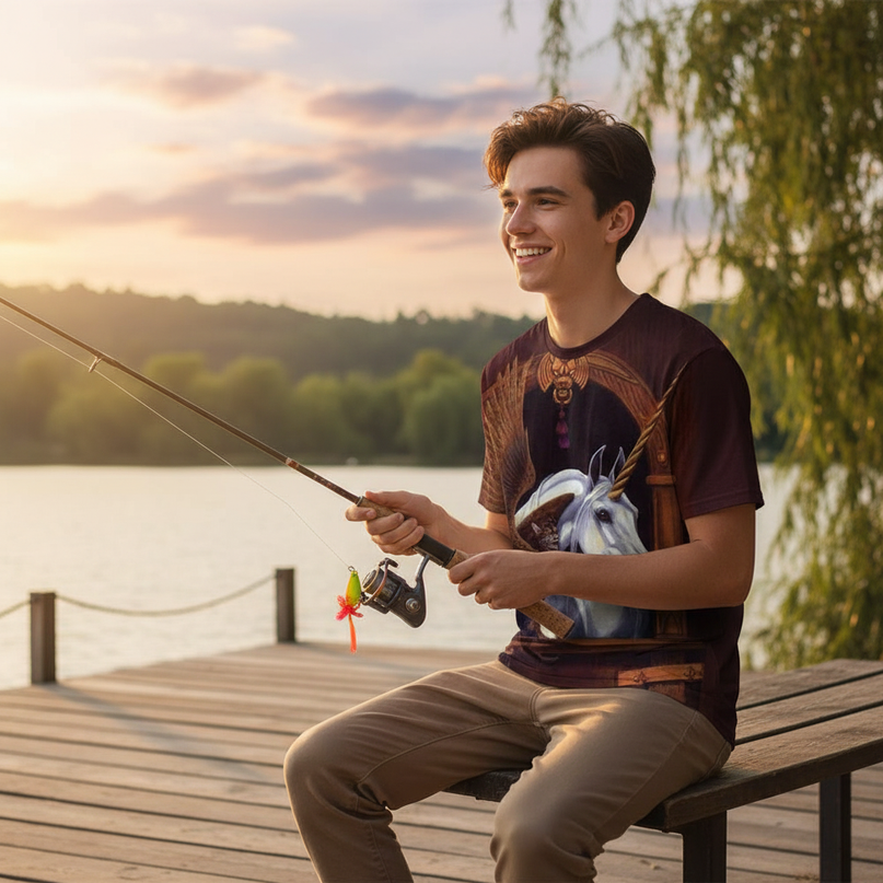 unicorn fishing shirt - in-use