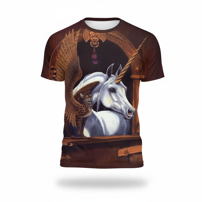 unicorn fishing shirt - white-bg
