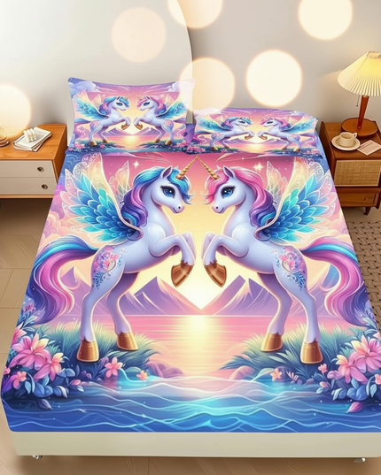 unicorn fitted bed sheet set - lifestyle
