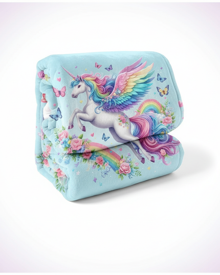 unicorn flannel blanket - white-bg