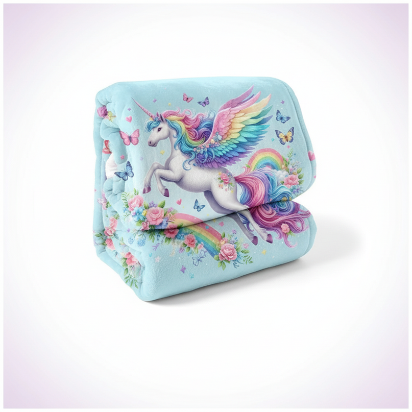 unicorn flannel blanket - white-bg