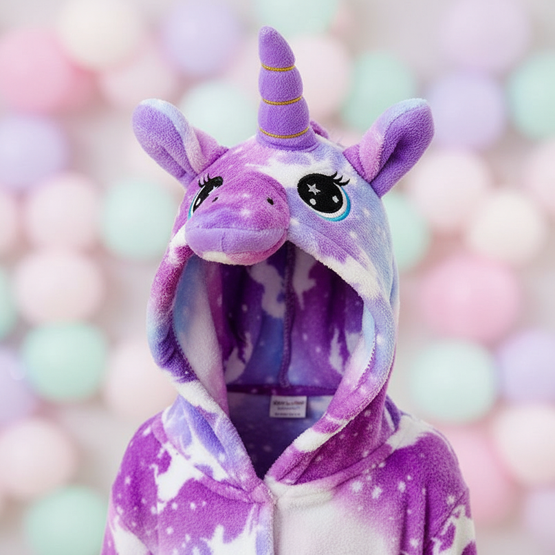 unicorn flannel robe - detail