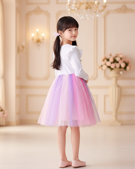 unicorn flare sleeve princess dress - back