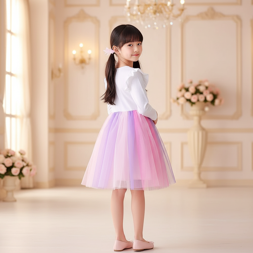 unicorn flare sleeve princess dress - back