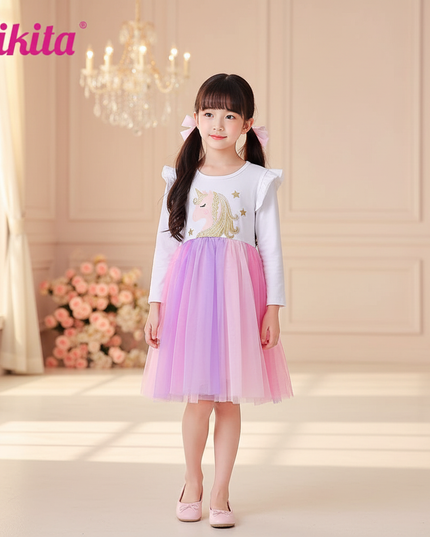 unicorn flare sleeve princess dress - detail