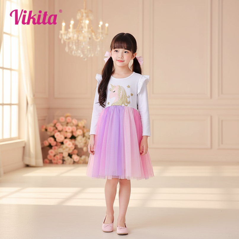 unicorn flare sleeve princess dress - detail