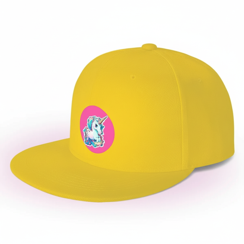 unicorn flat brim hat - white-bg