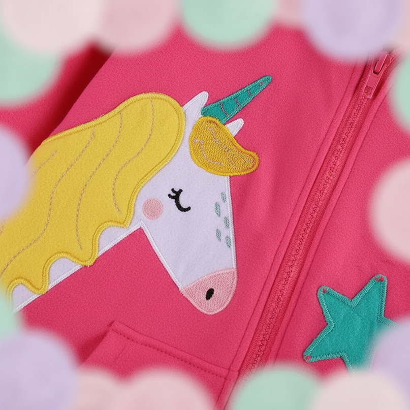 unicorn fleece jacket - detail