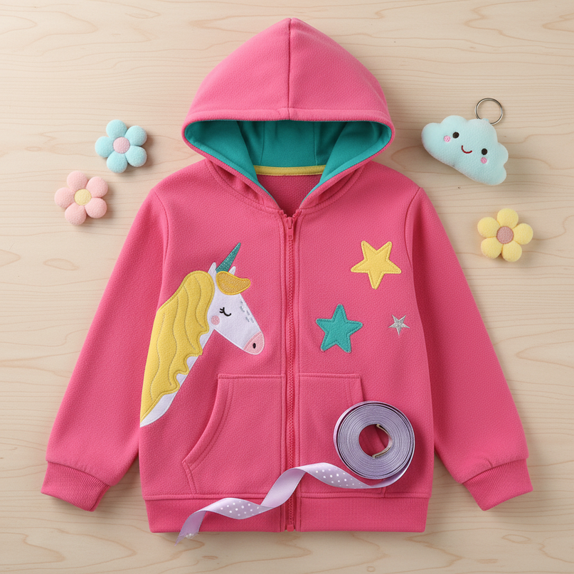 unicorn fleece jacket - flat-lay